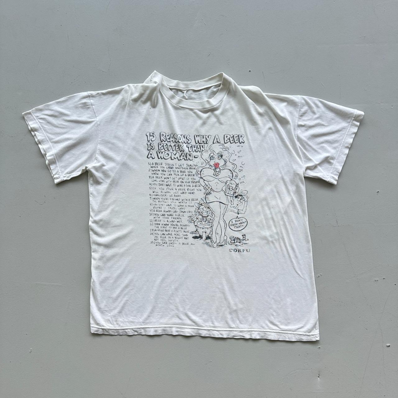 White Novelty Beer Vintage 90's T-shirt - Boxy XL