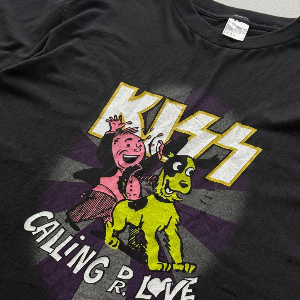 Black Rare 1994 Kiss Calling Dr Love Vintage 90's T-shirt - XL