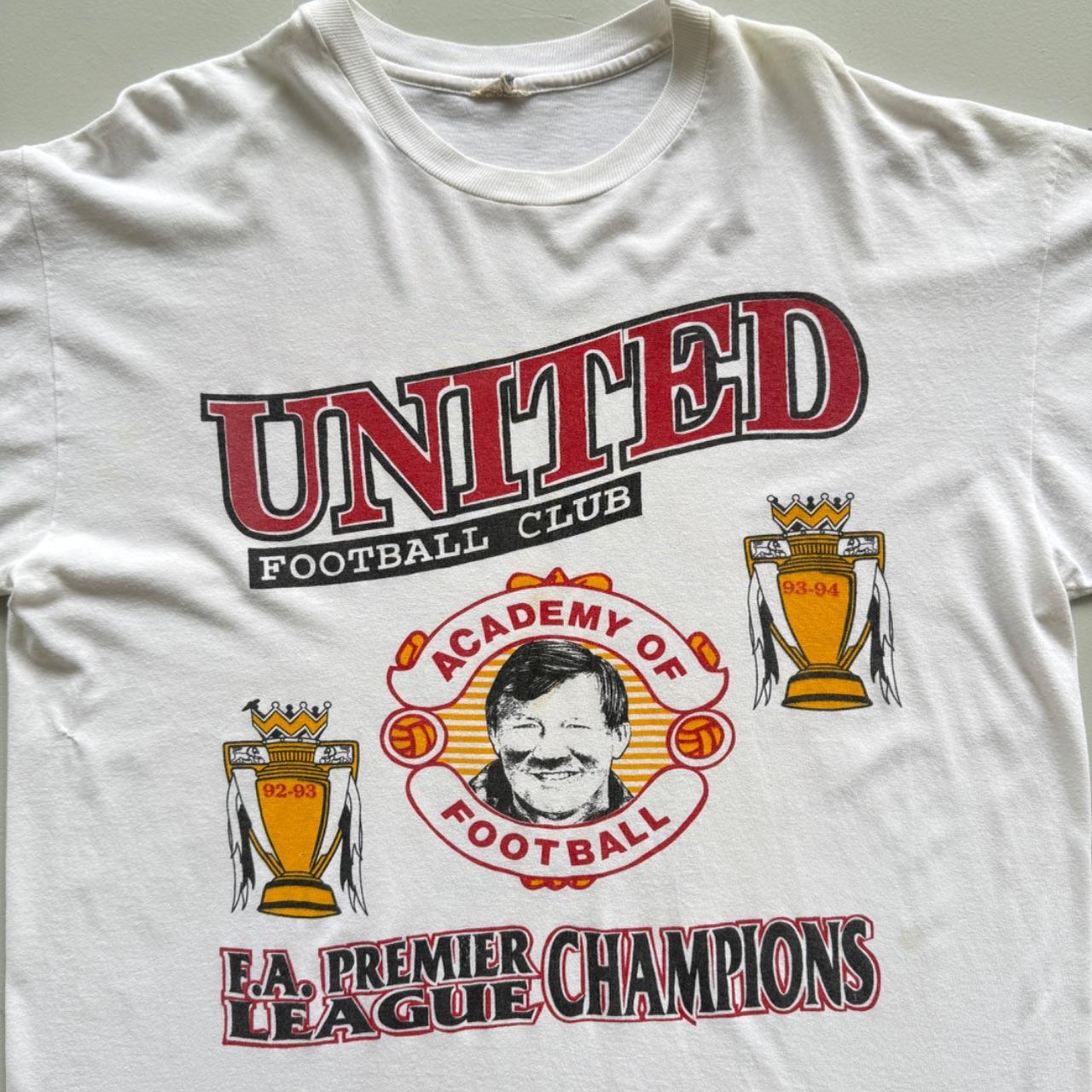 White Manchester United 90s Vintage Double Champions T-Shirt - XL