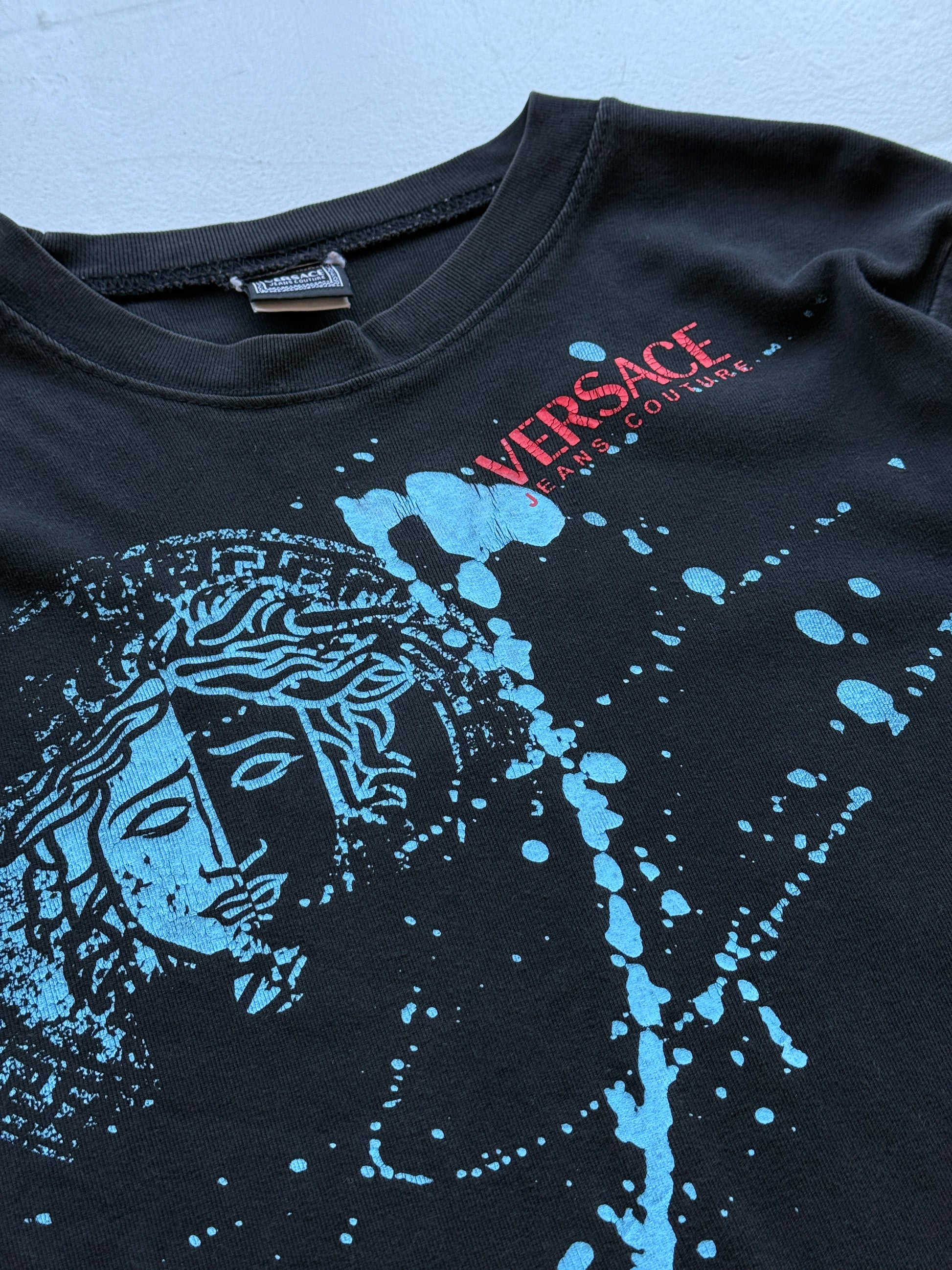 Black Versace 00's Vintage Womens Long Sleeve T-Shirt - UK 10