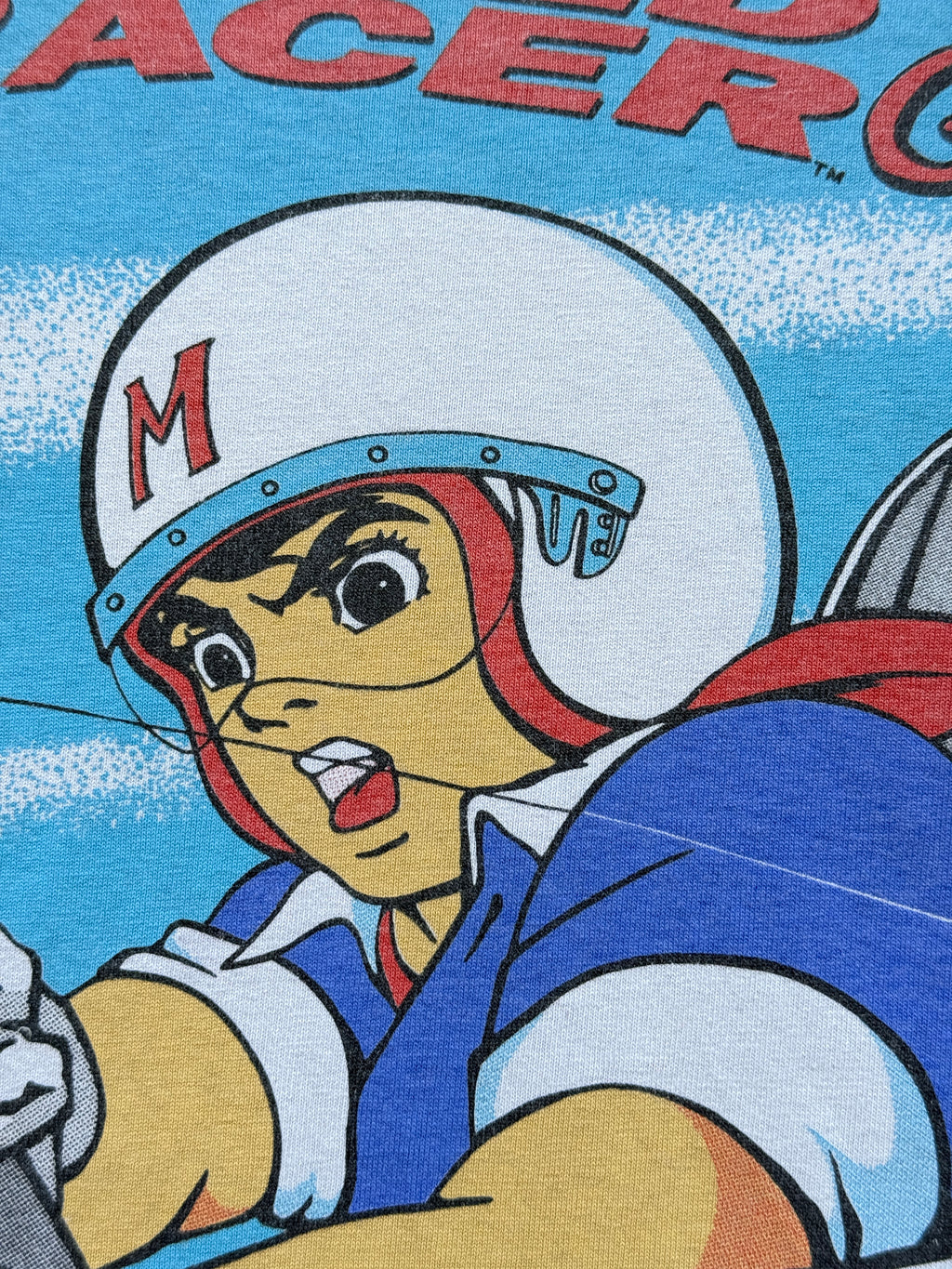 White Speed Racer 90's Vintage Anime Graphic Ringer T-Shirt - Medium