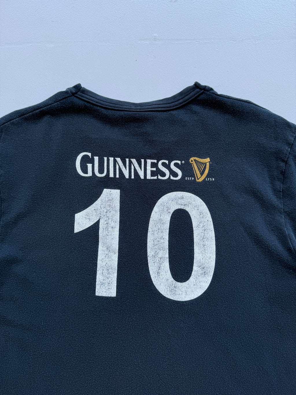 Faded Black Guinness 00's Vintage St Patricks Day Graphic T-Shirt- XL