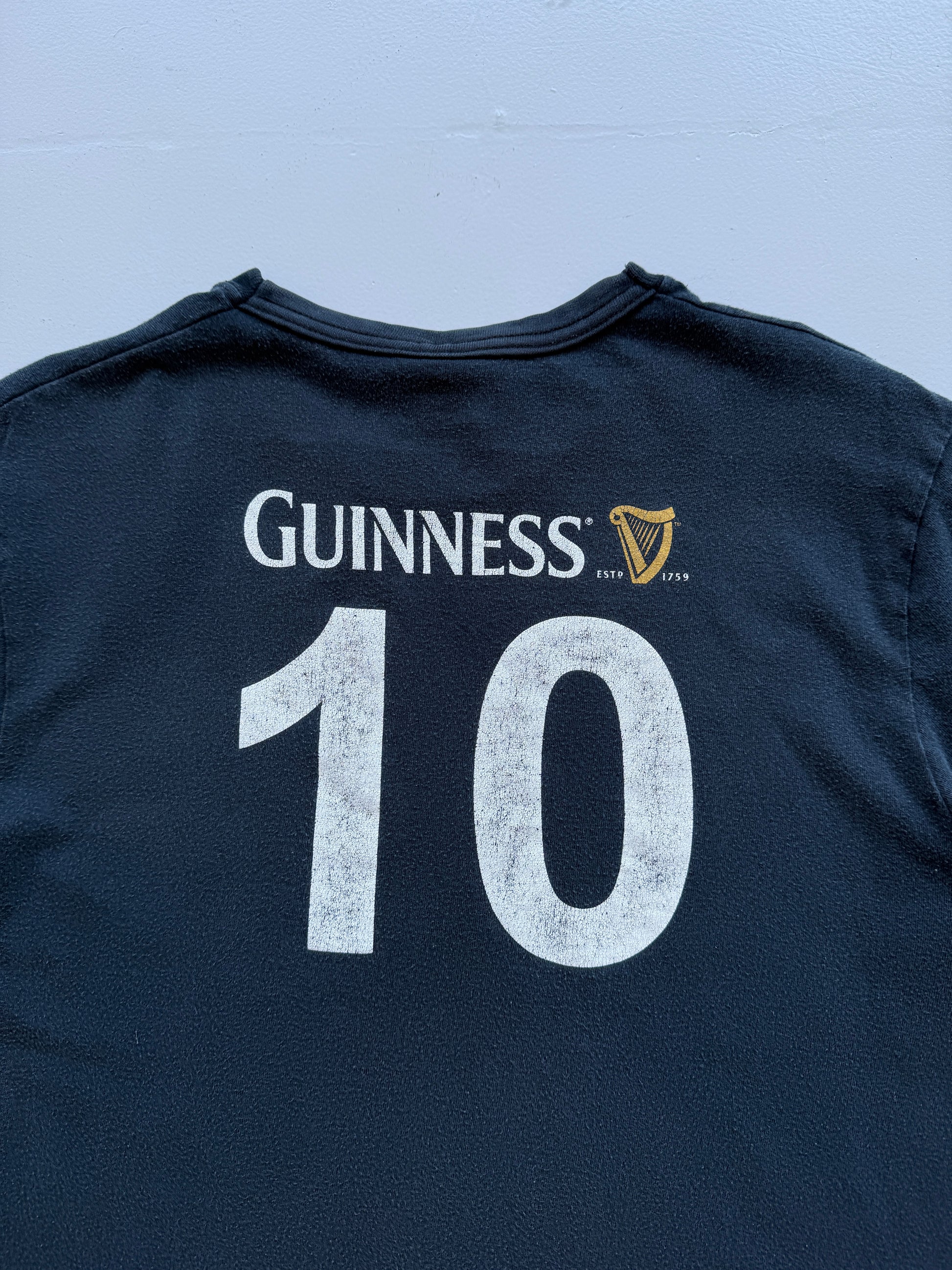 Faded Black Guinness 00's Vintage St Patricks Day Graphic T-Shirt- XL