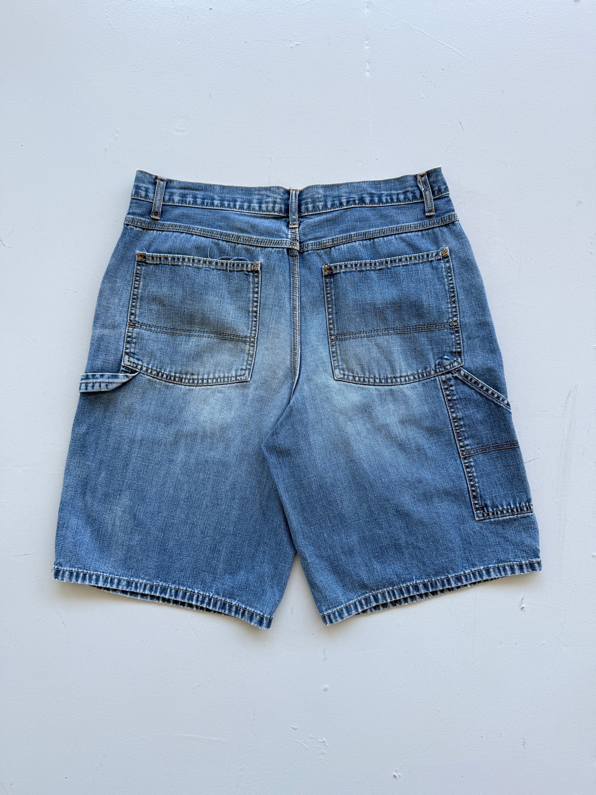 Light Blue Old Navy 00's Vintage Y2K Baggy Carpenter Denim Shorts - W34 x L12.5