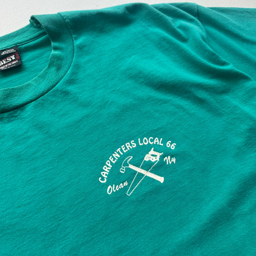Teal Blue Carpenters Local 90s Vintage T-shirt - XL