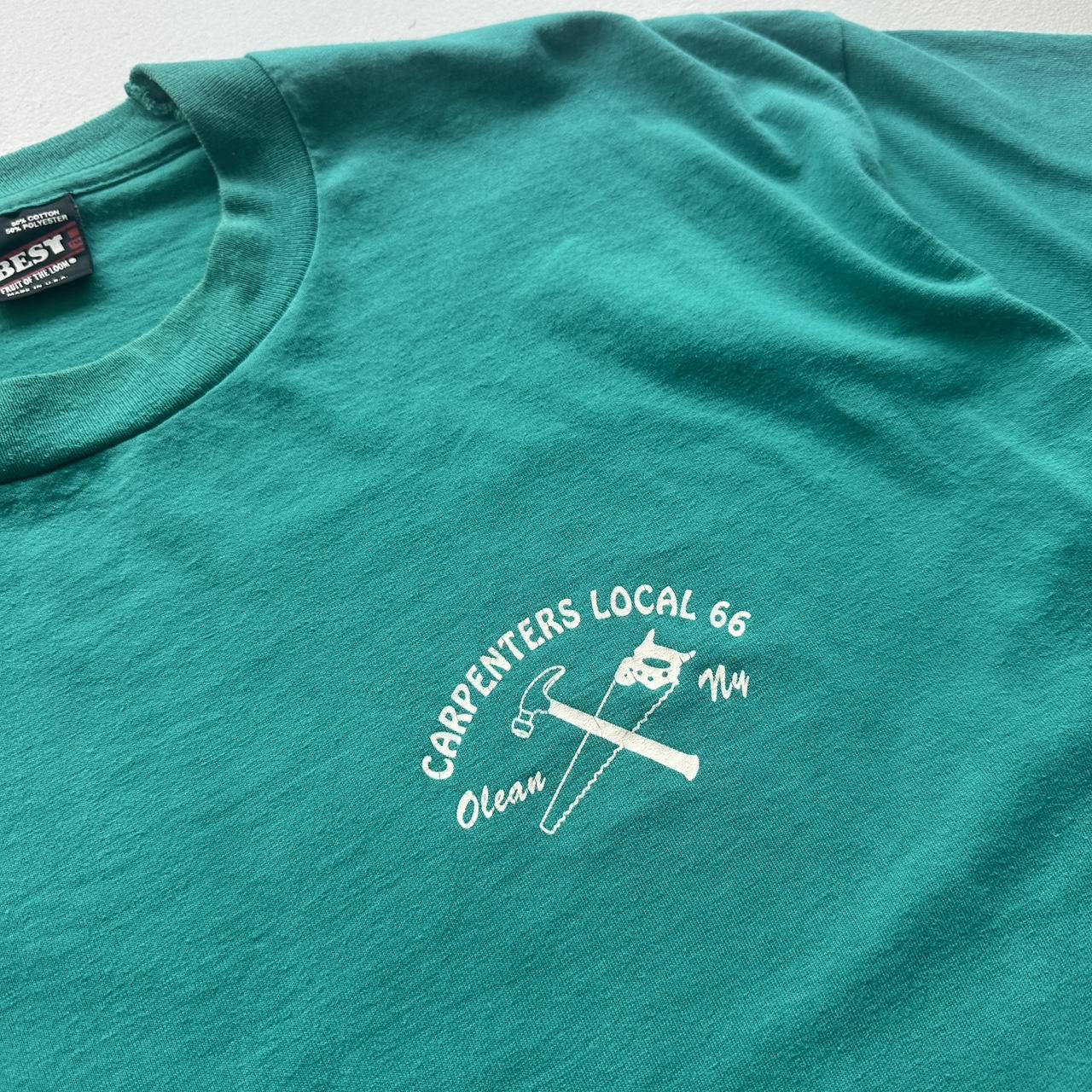 Teal Blue Carpenters Local 90s Vintage T-shirt - XL