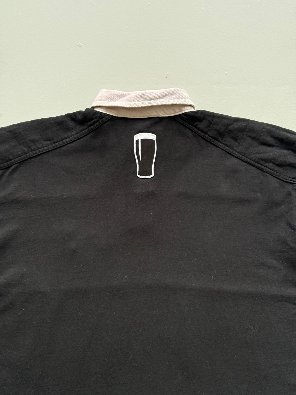 Black Guinness 00'a Vintage Long Sleeve Rugby Polo Jersey - Large