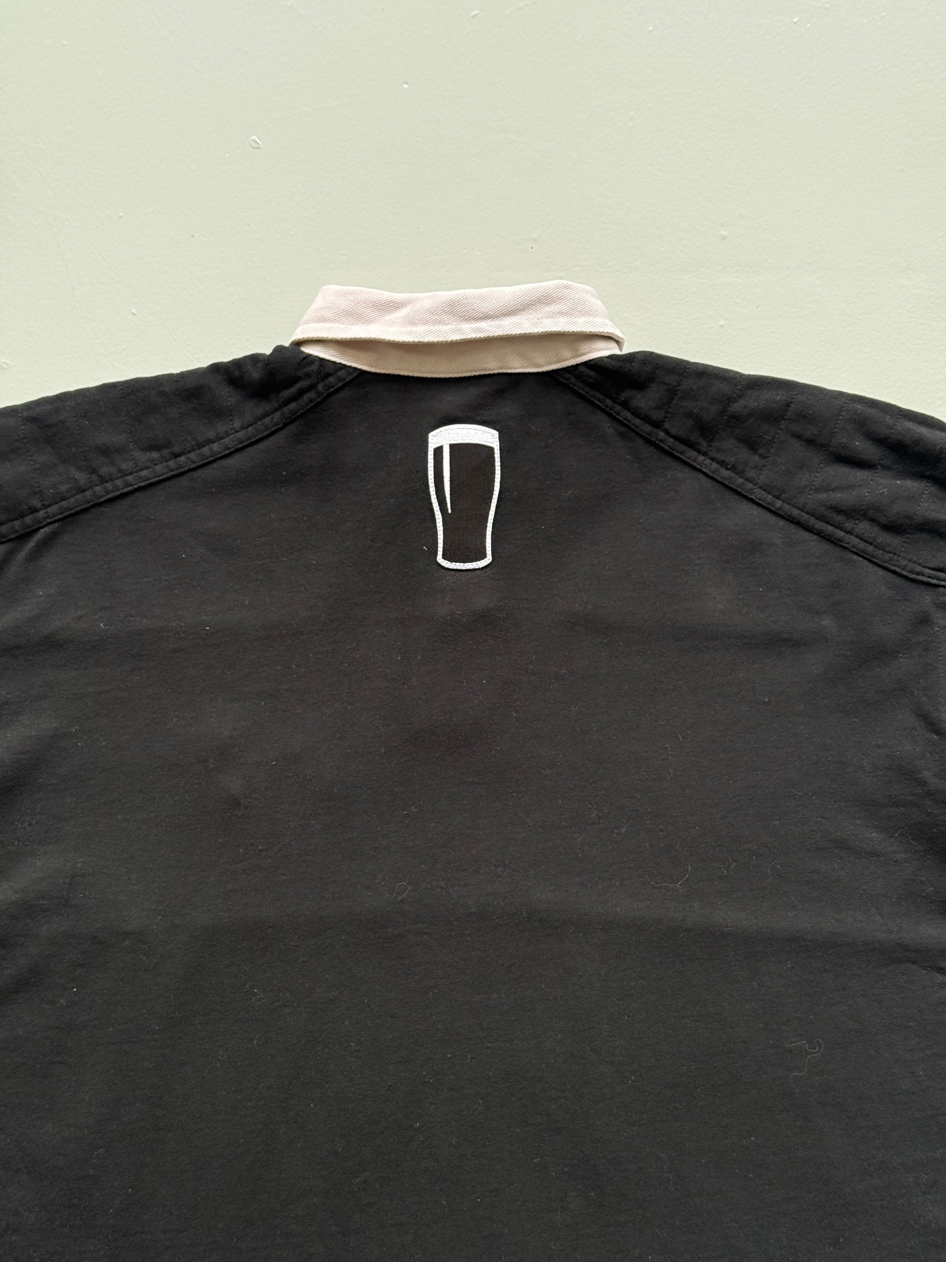 Black Guinness 00'a Vintage Long Sleeve Rugby Polo Jersey - Large