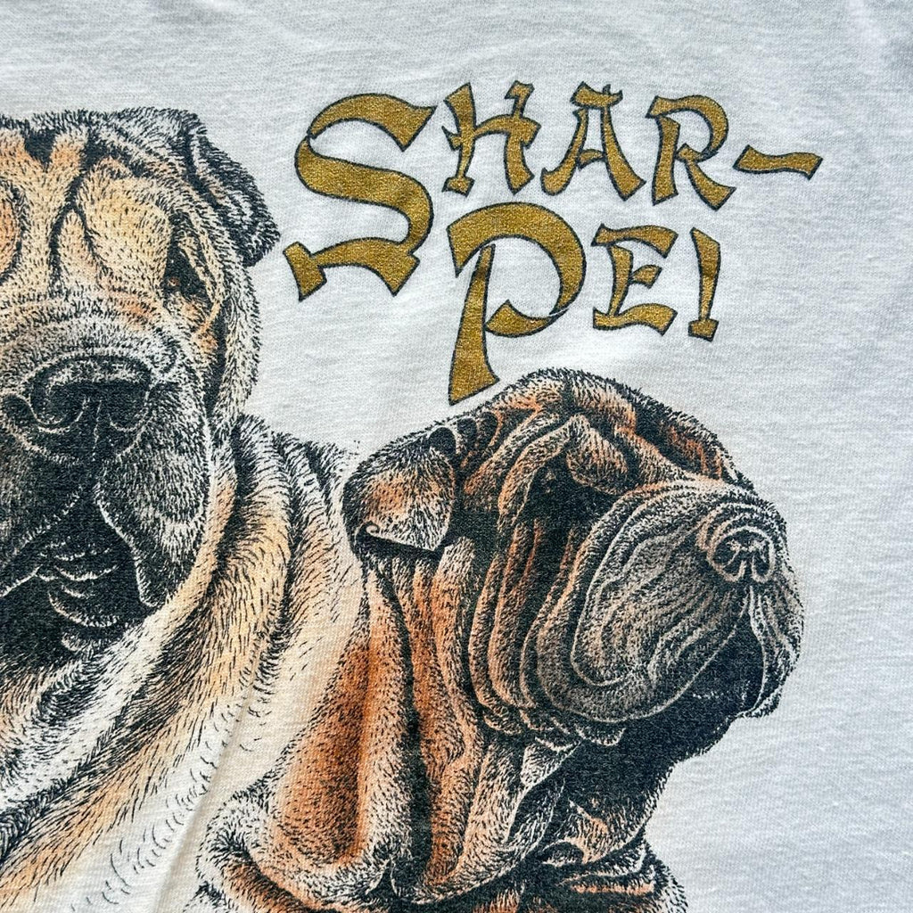 White Shar-pei Dogs Vintage 90's T-shirt - Large
