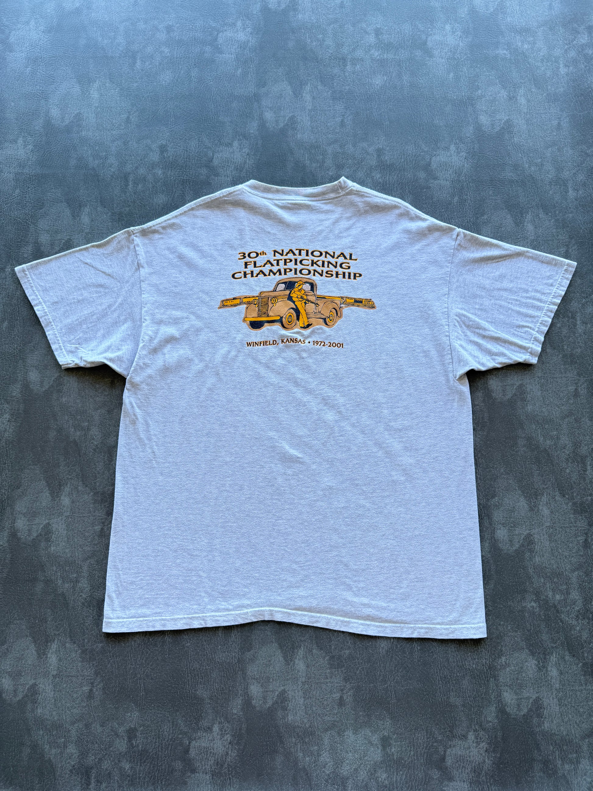 Grey Hanes 30th National Flat picking Championship 2001 Vintage T-Shirt - XL