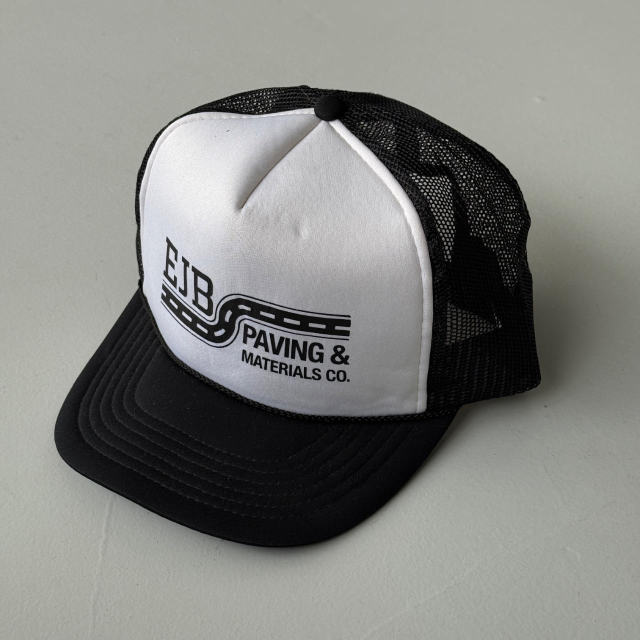 Black White EJB Paving Vintage Foam and Mesh SnapBack Trucker Cap