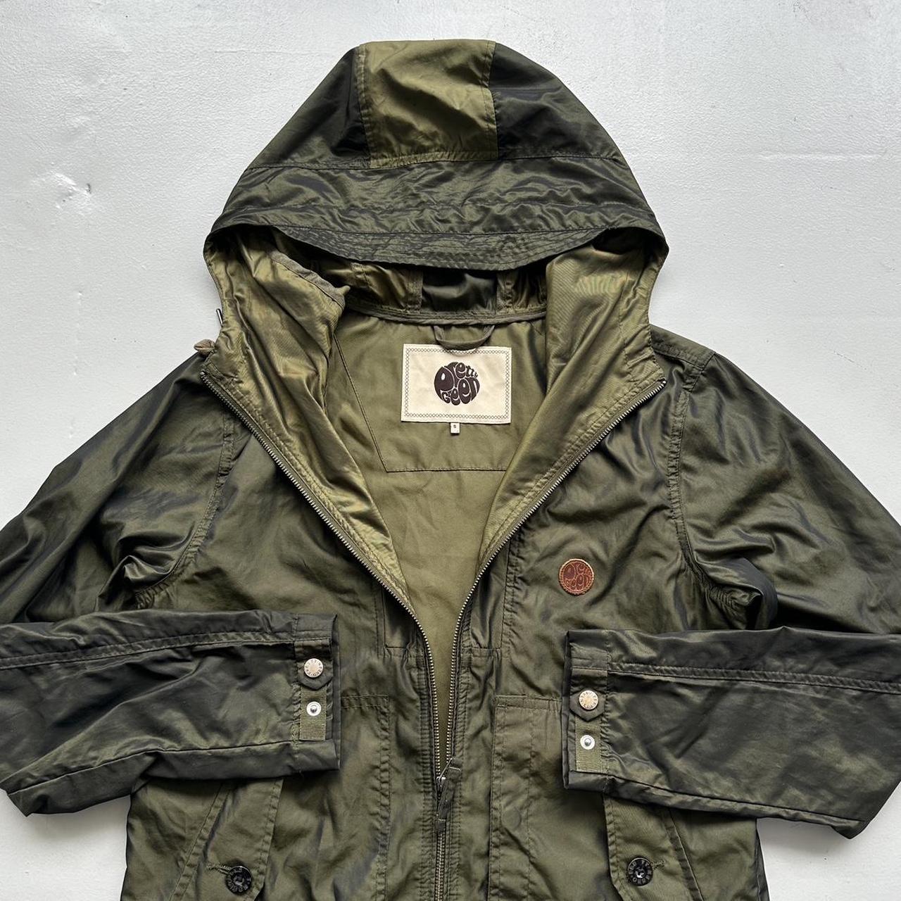 Khaki Pretty Green Hooded Windbreaker Nylon Pearlescent Jacket - Small
