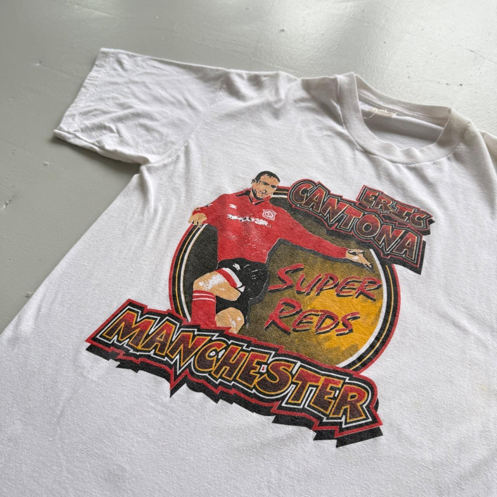 White Eric Cantona 90s Vintage Manchester United T-Shirt - XL