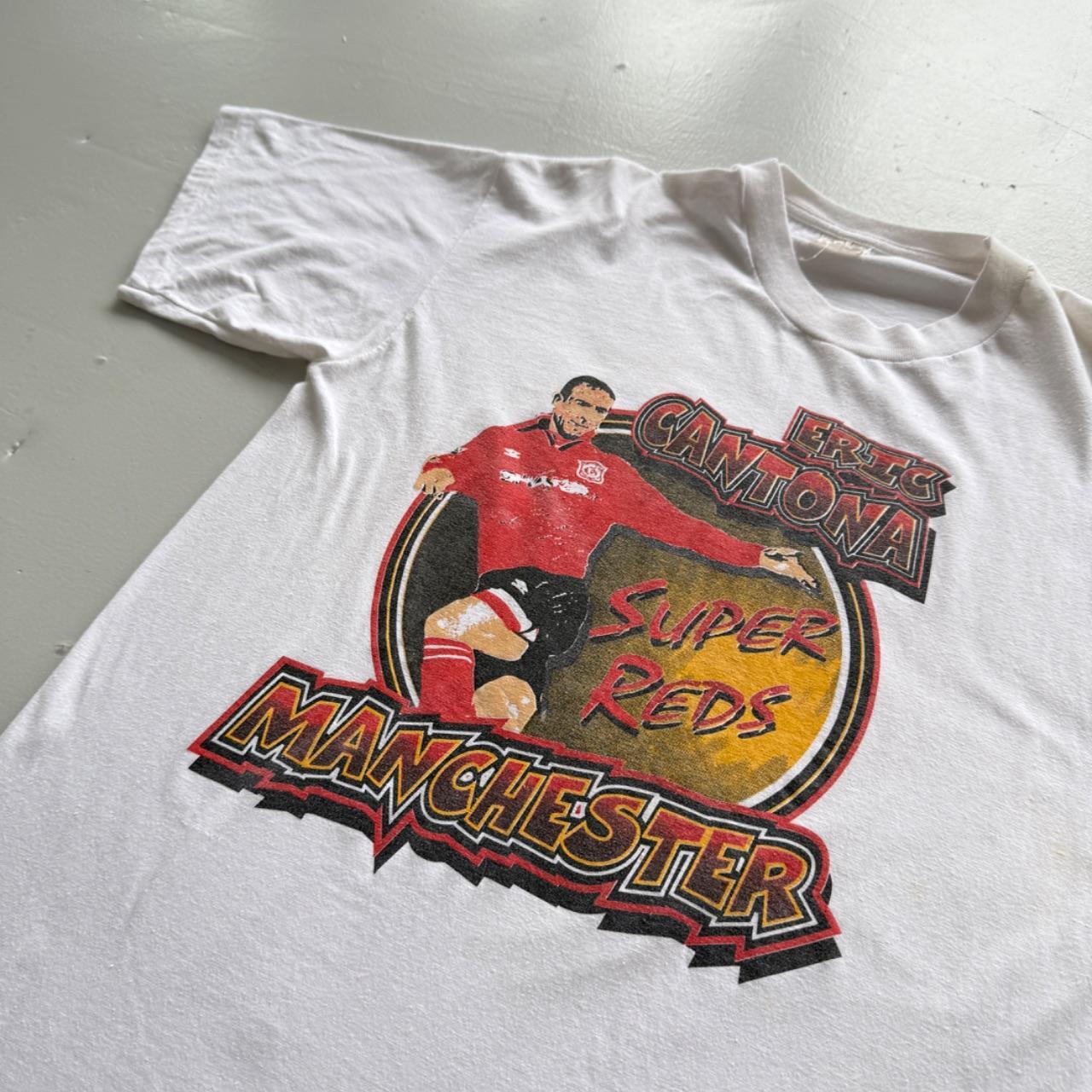 White Eric Cantona 90s Vintage Manchester United T-Shirt - XL