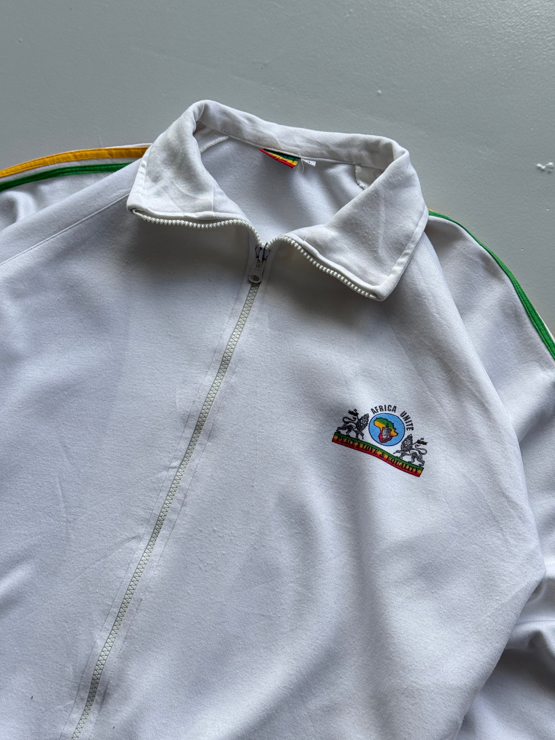 White Africa Unite 90's Vintage Full Zip Rastafari Graphic Jacket - XL