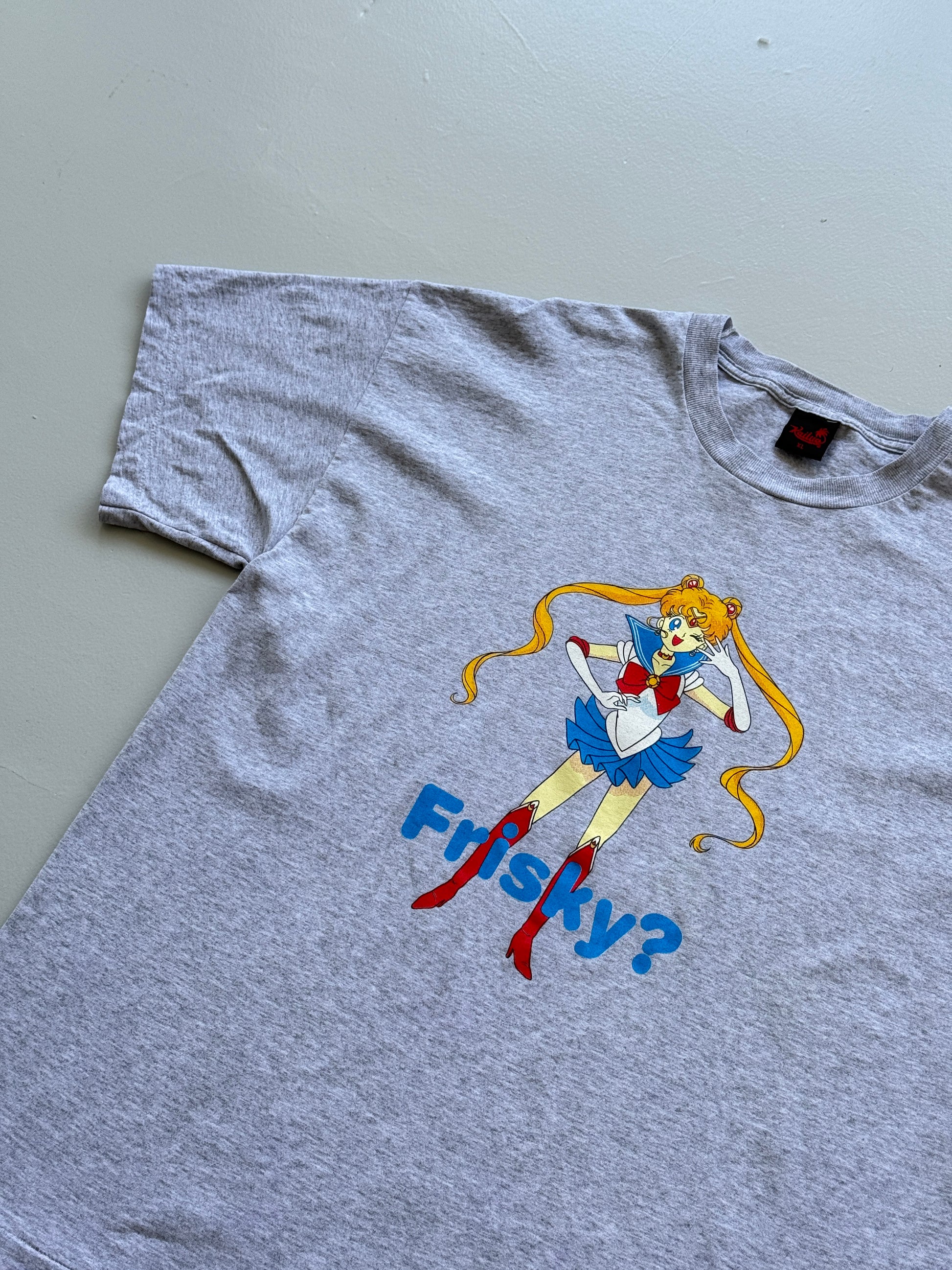 Grey Sailor Moon Frisky 90's Vintage Rare Single Stitch Graphic T-Shirt - XL
