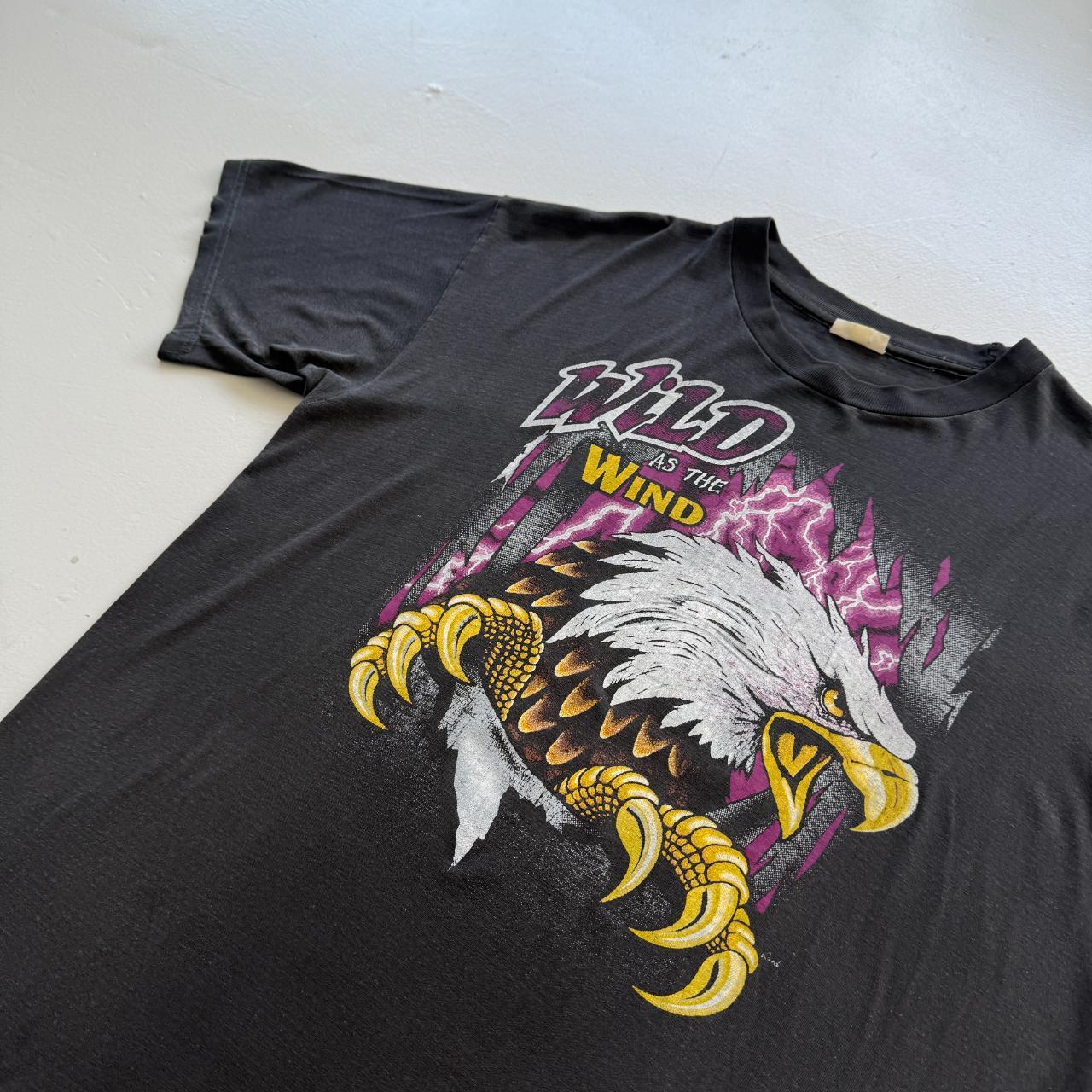 Black Wild as the Wind 90s Vintage Eagle Graphic T-Shirt - XL