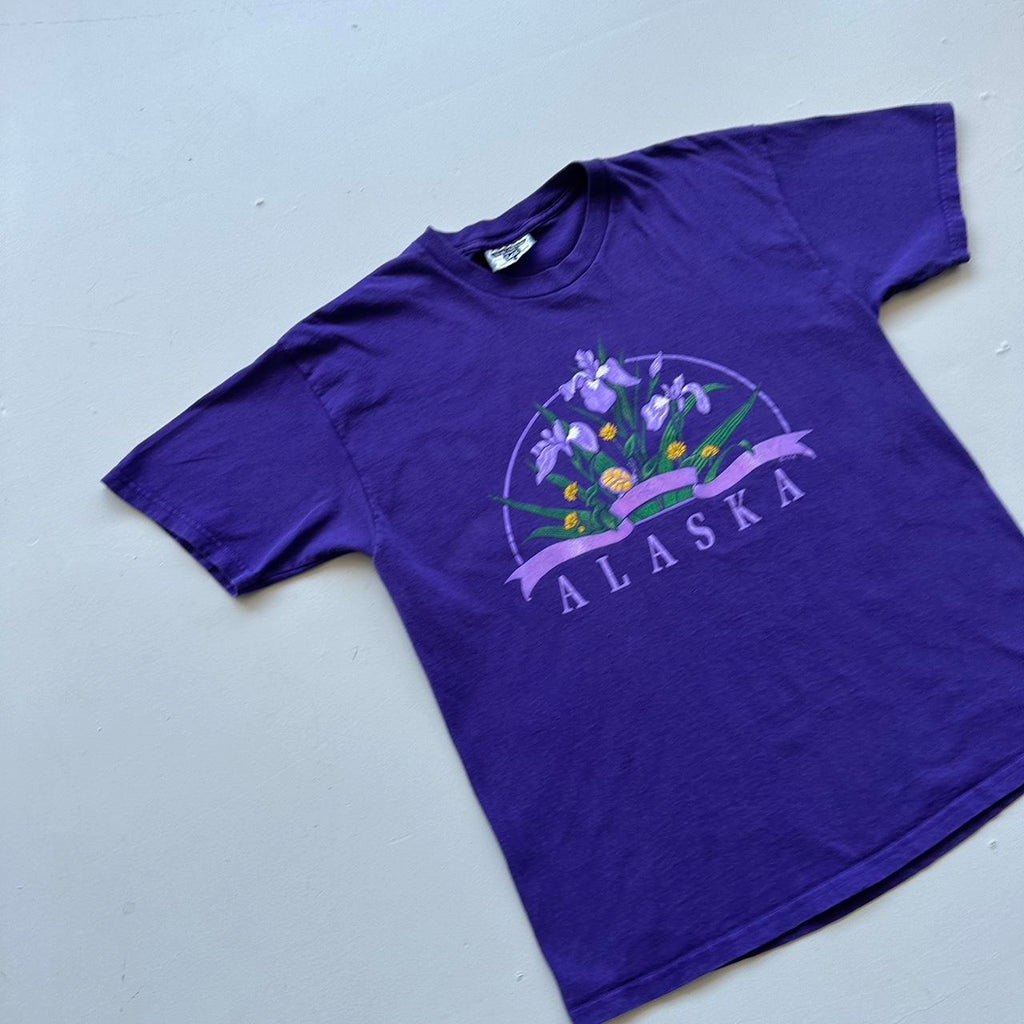 Alaska Purple Flowers 90s Vintage T-shirt - Medium