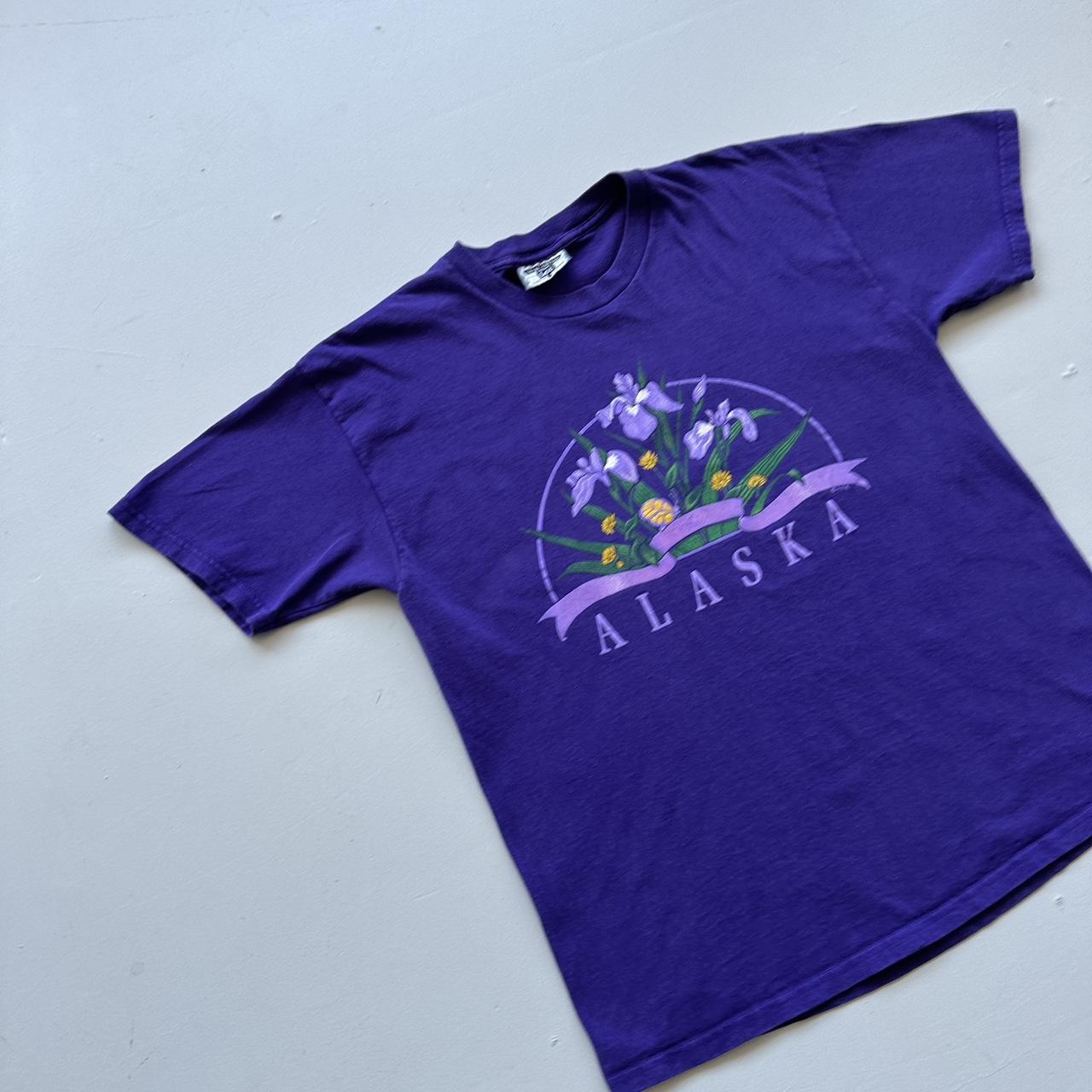Alaska Purple Flowers 90s Vintage T-shirt - Medium