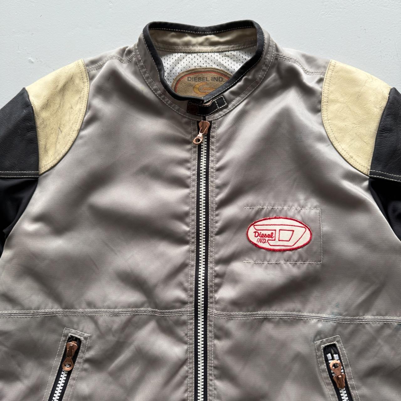 Grey Cream Diesel 90’s Vintage Biker Jacket - Large