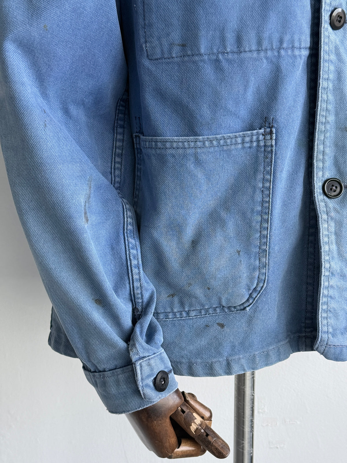 Thrashed Blue Le Mont Carmel 70s Vintage Workwear Chore Jacket CH515 - Medium