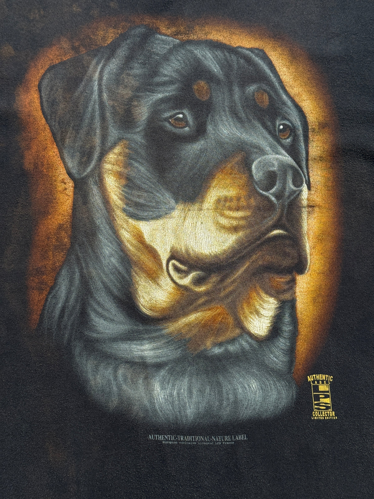 Black Rottweiler Dog Late 90's Vintage Graphic T-Shirt - XL