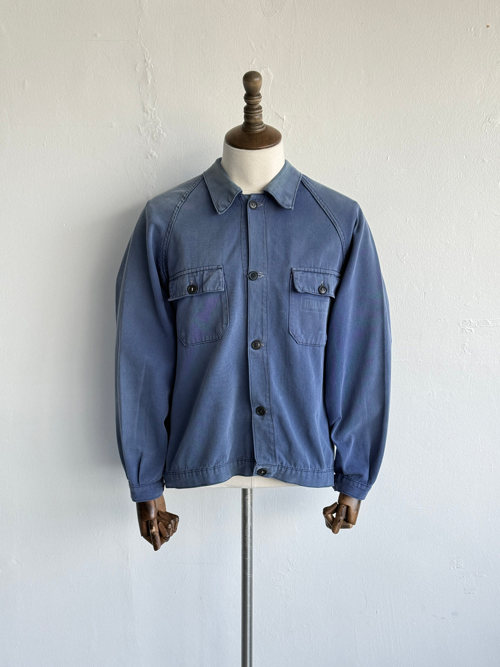 Thrashed Blue French 1960s Vintage Workwear Chore Jacket CH494 - Small