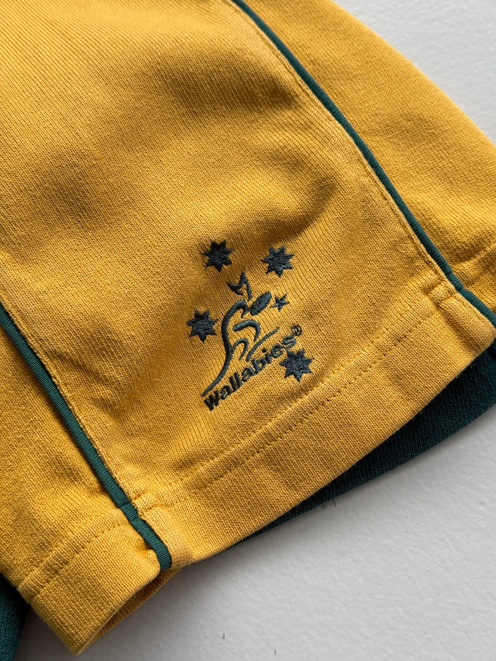 Yellow Australia 00's Vintage Wallabies Rugby Polo Jersey - XL