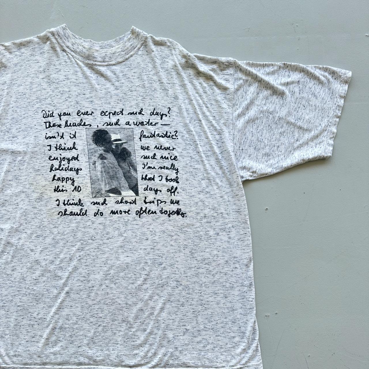 Grey Marl Romantic Poem Vintage 90's T-shirt - XL