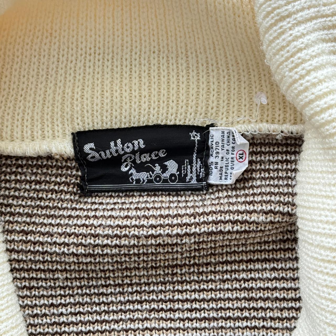 Cream Knit 80's Vintage Heavy Cardigan - XL