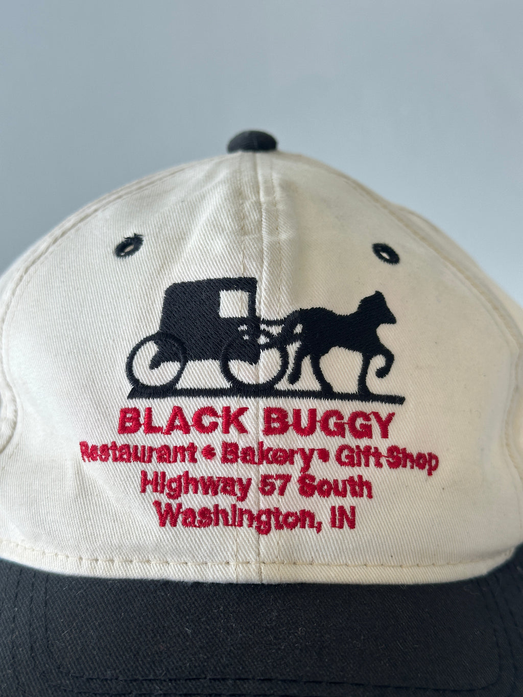 White / Black Black Buggy Restaurant 90's Vintage SnapBack Trucker Cap