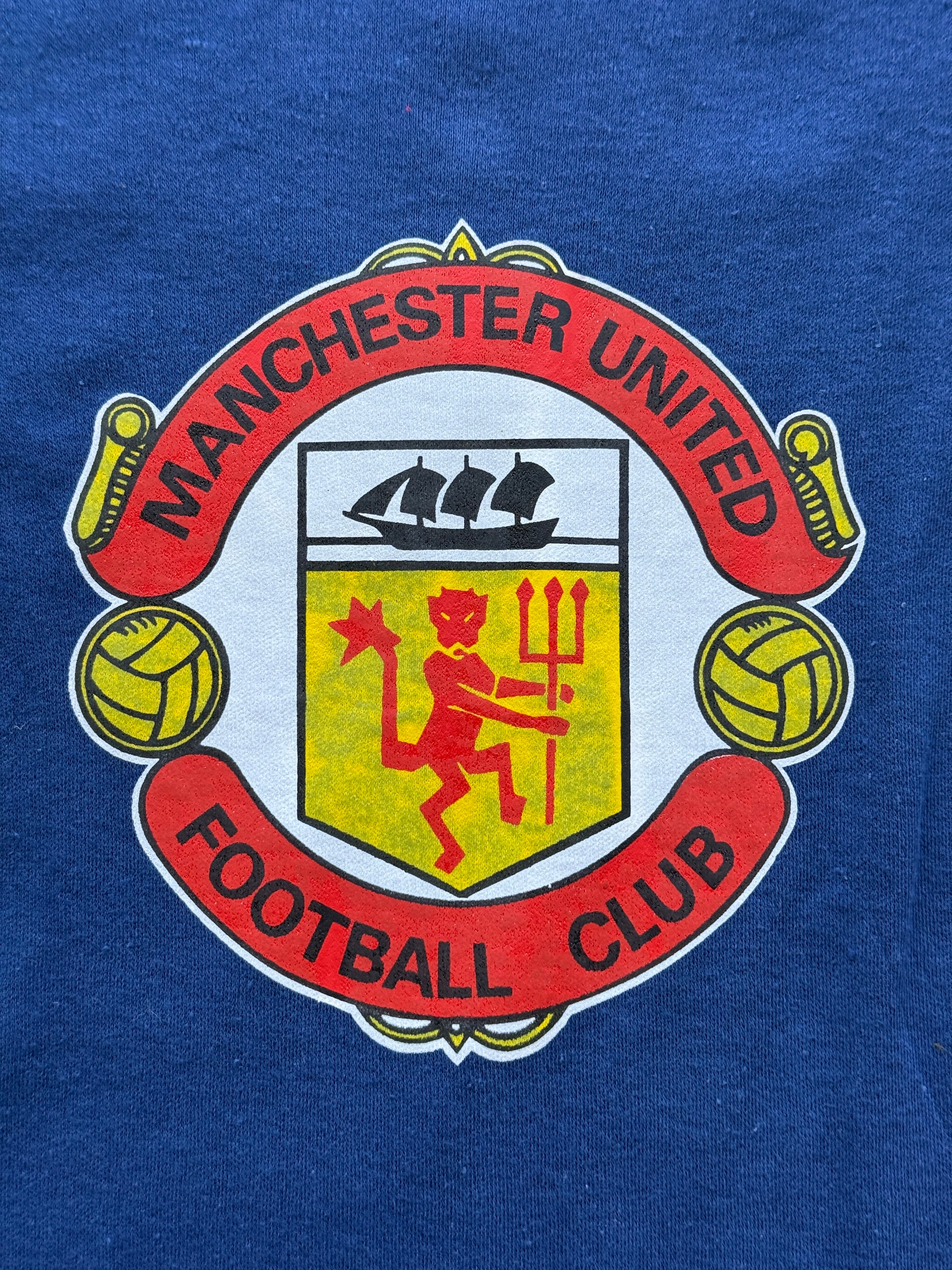 Navy Manchester United Football Club 80's Vintage Graphic T-Shirt - XS