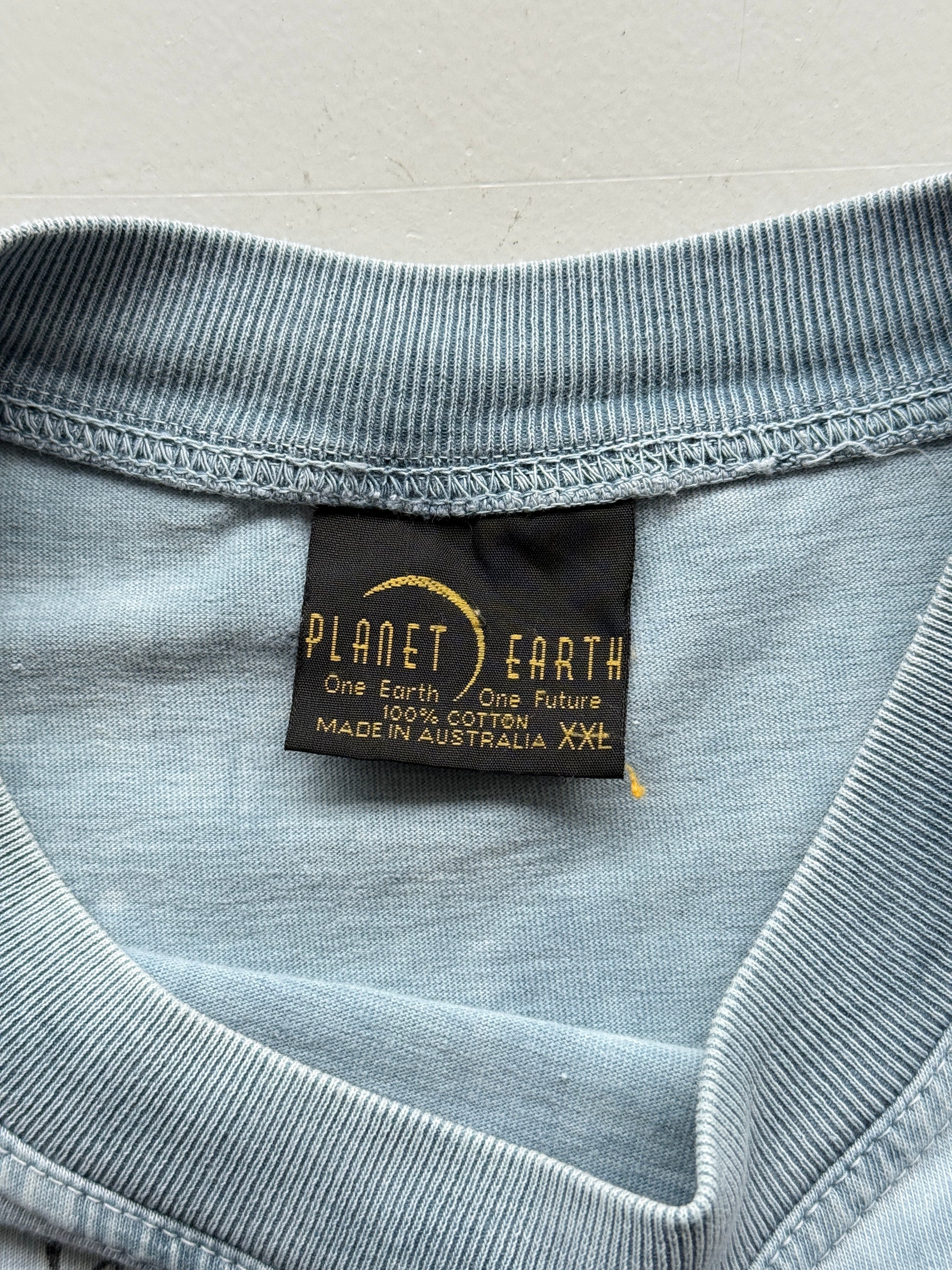 Planet Earth Blue Tie Dye Nature Vintage T-Shirt 90's - 2XL