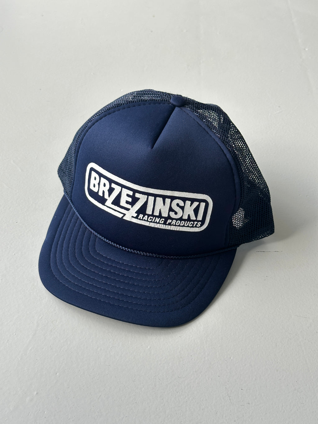 Navy Vintage SnapBack Trucker Cap Foam & Mesh Brzezinski Racing Products
