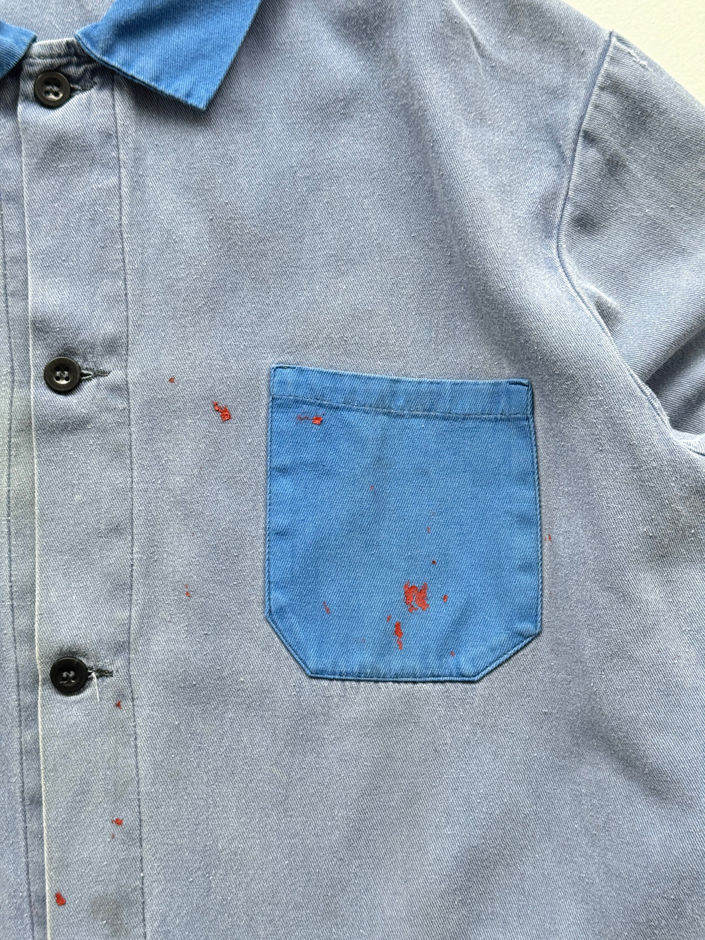 Faded Blue Auto B.O.A.T. French 1960s Vintage Workwear Chore Jacket CH396 - Larg
