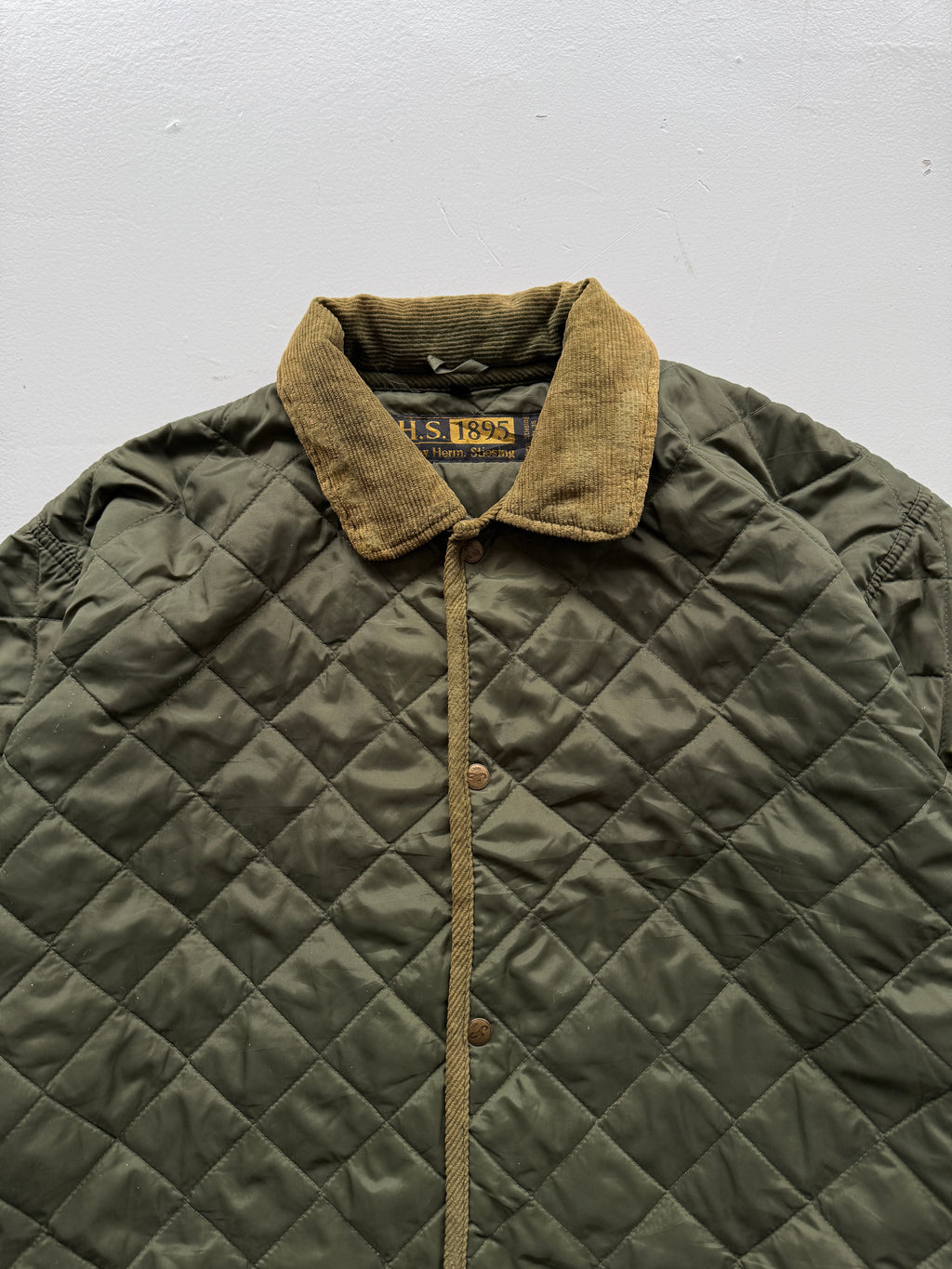 Green Quilted Check 80's Vintage Military Style Jacket - XL