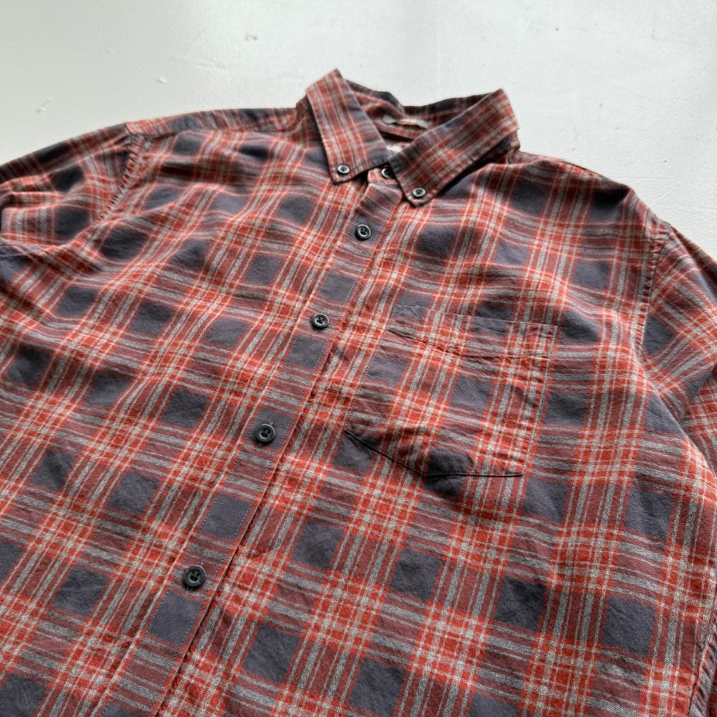 Red and Blue Checkered Eddie Bauer 90s Vintage Flannel Shirt - Large