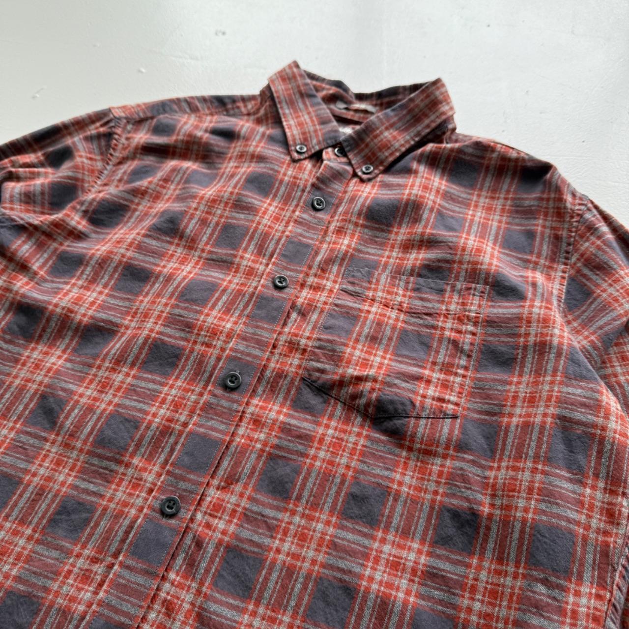 Red and Blue Checkered Eddie Bauer 90s Vintage Flannel Shirt - Large