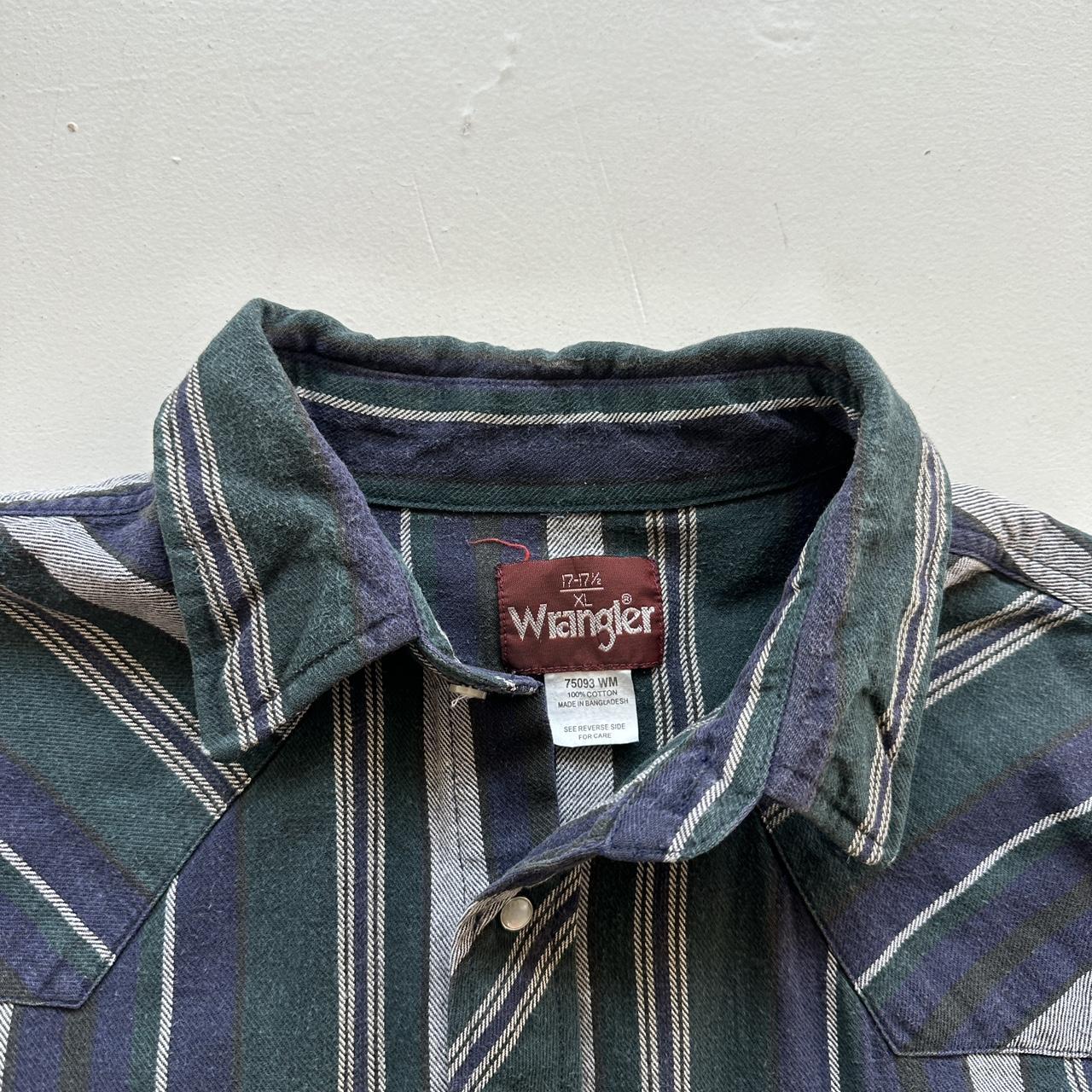 Navy Blue and Green Vintage Western Wrangler Shirt - XL