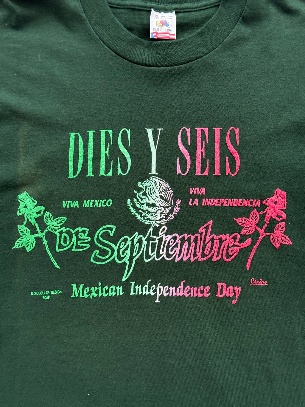 Green Mexican Independence Day 90's Vintage Graphic T-Shirt - XL