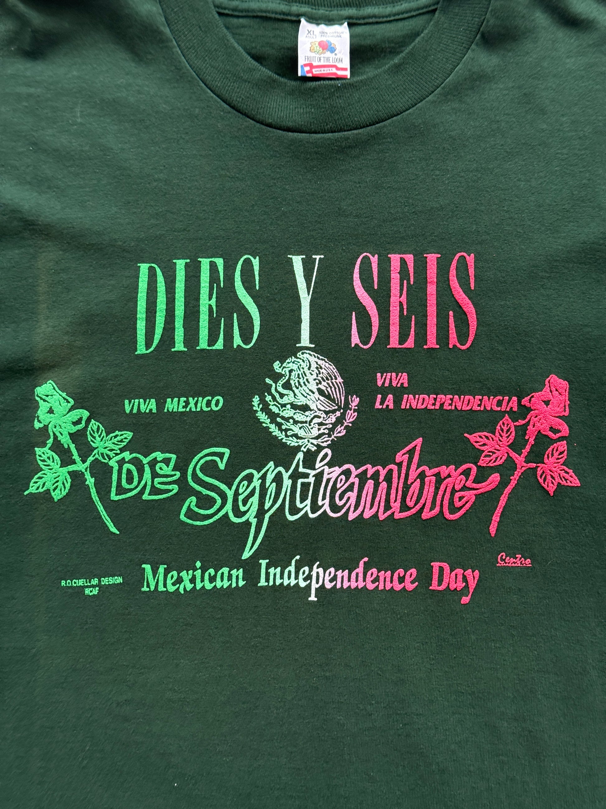 Green Mexican Independence Day 90's Vintage Graphic T-Shirt - XL