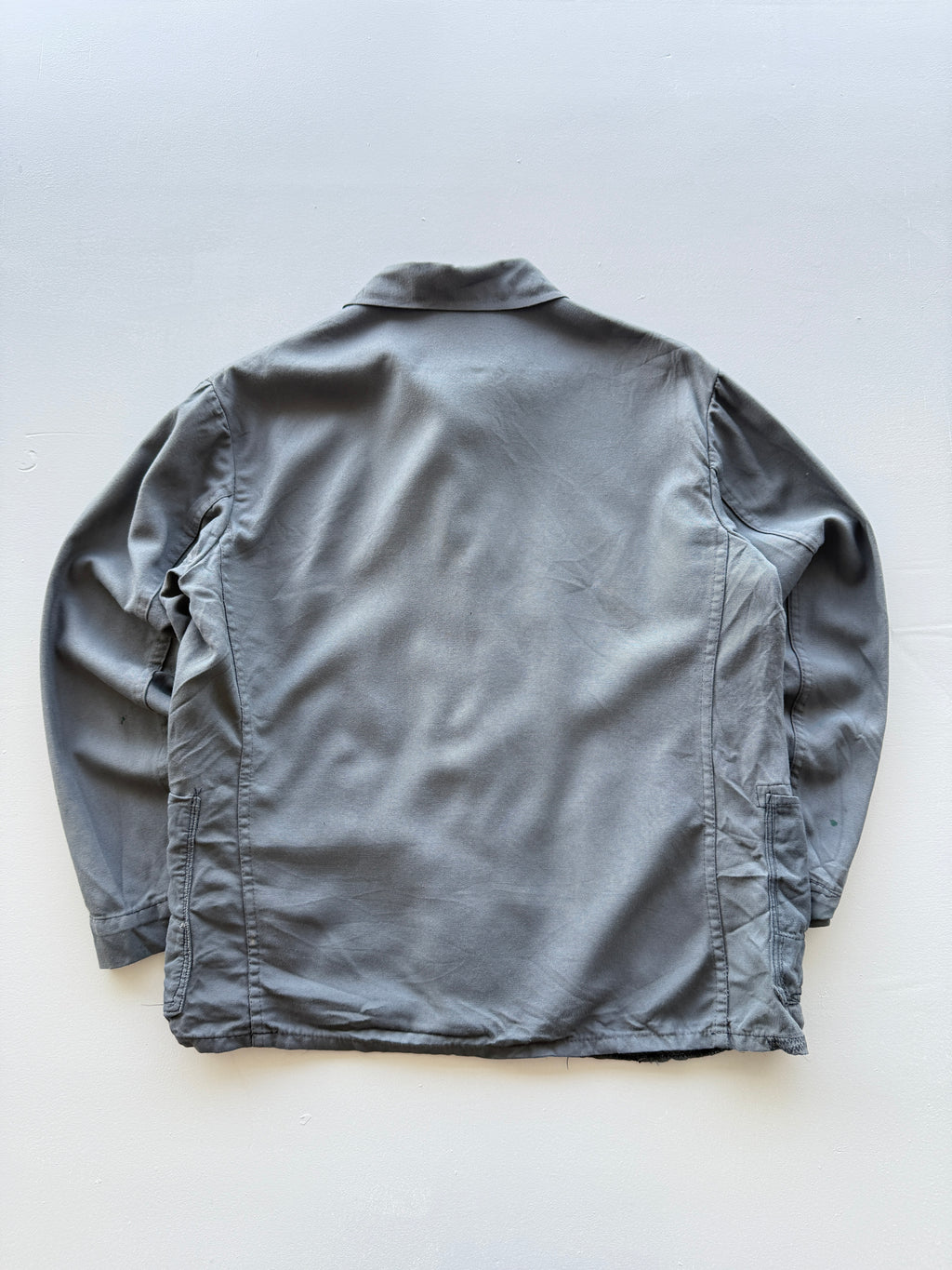 Grey Thrashed French Chore Jacket 90's Vintage Workwear CH318 - Small