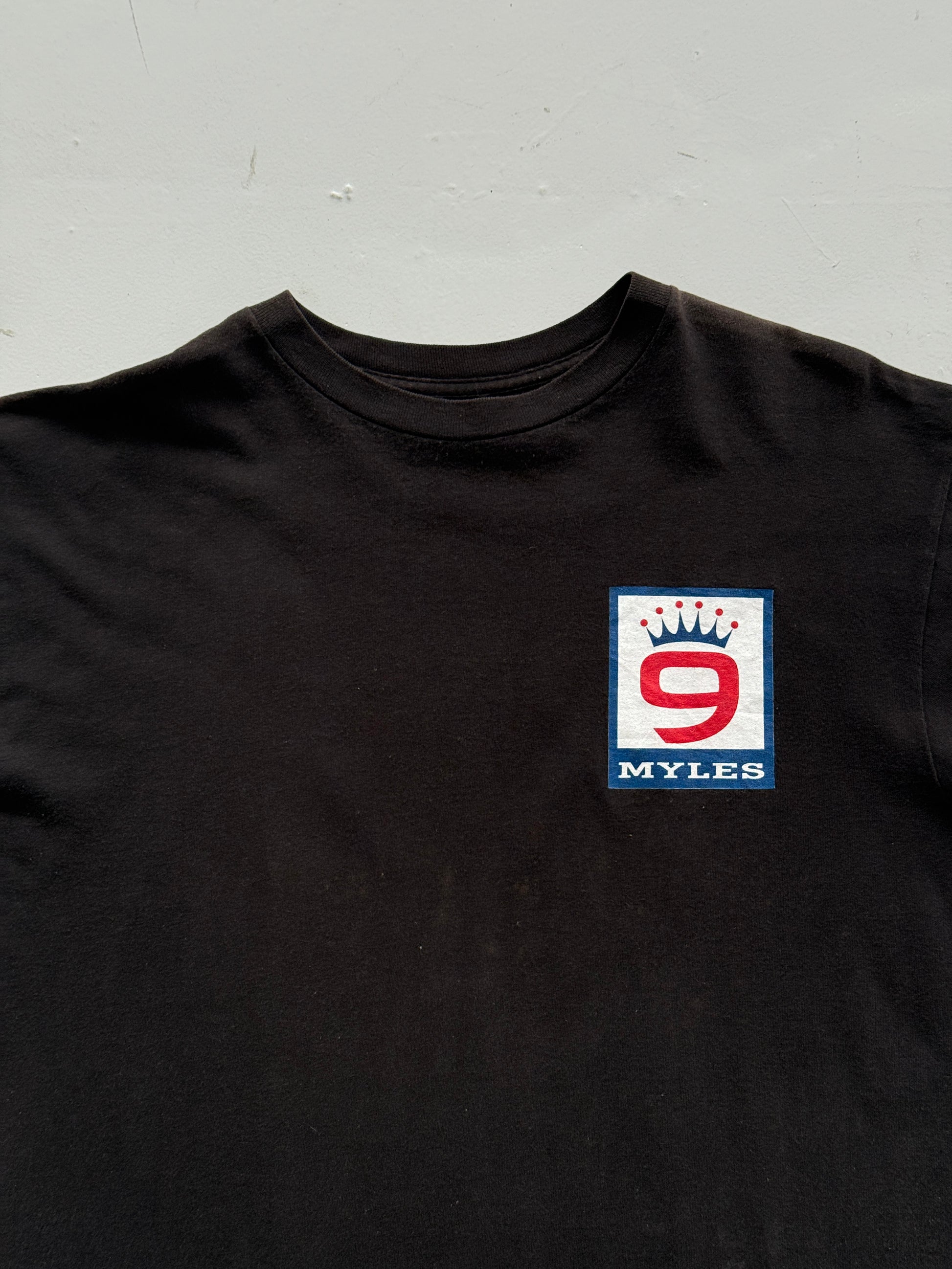 Black Myles 9 90's Vintage Single Stitch Graphic T-Shirt - XL