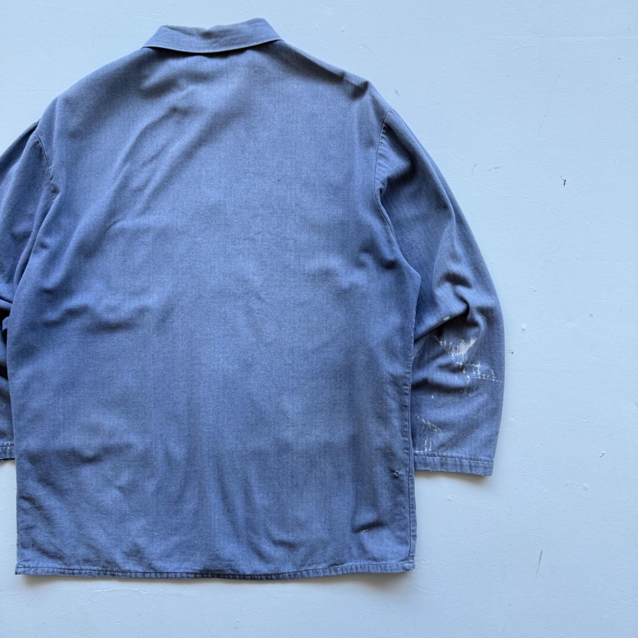 Indigo Blue Faded 70s Vintage Chore Jacket - Medium