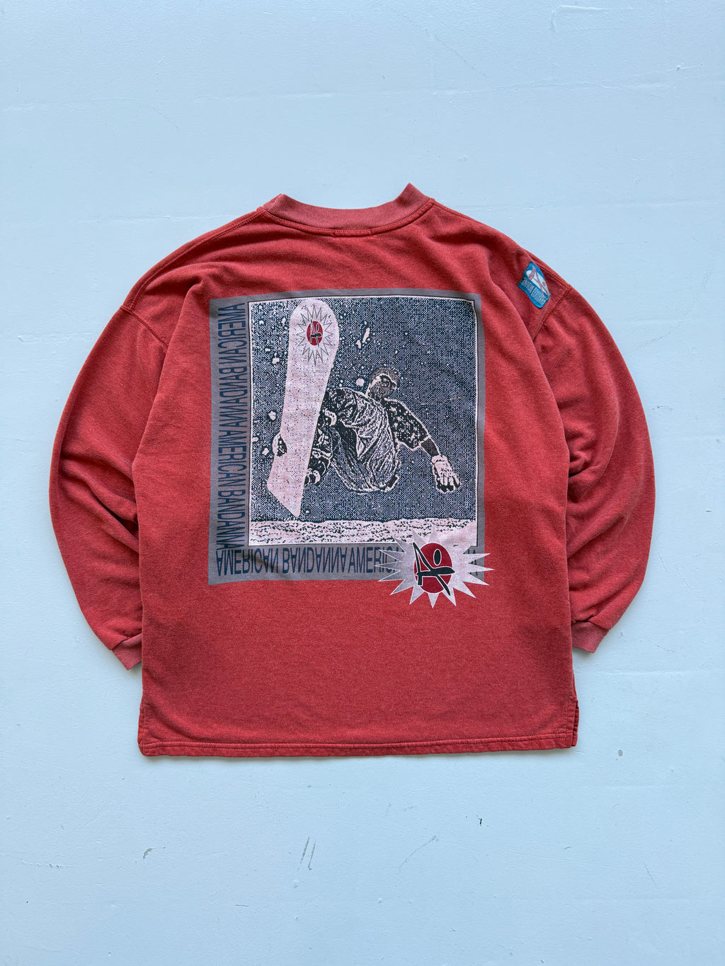 Red American Bandana 90's Vintage Snowboarding Sweatshirt Jumper - Large