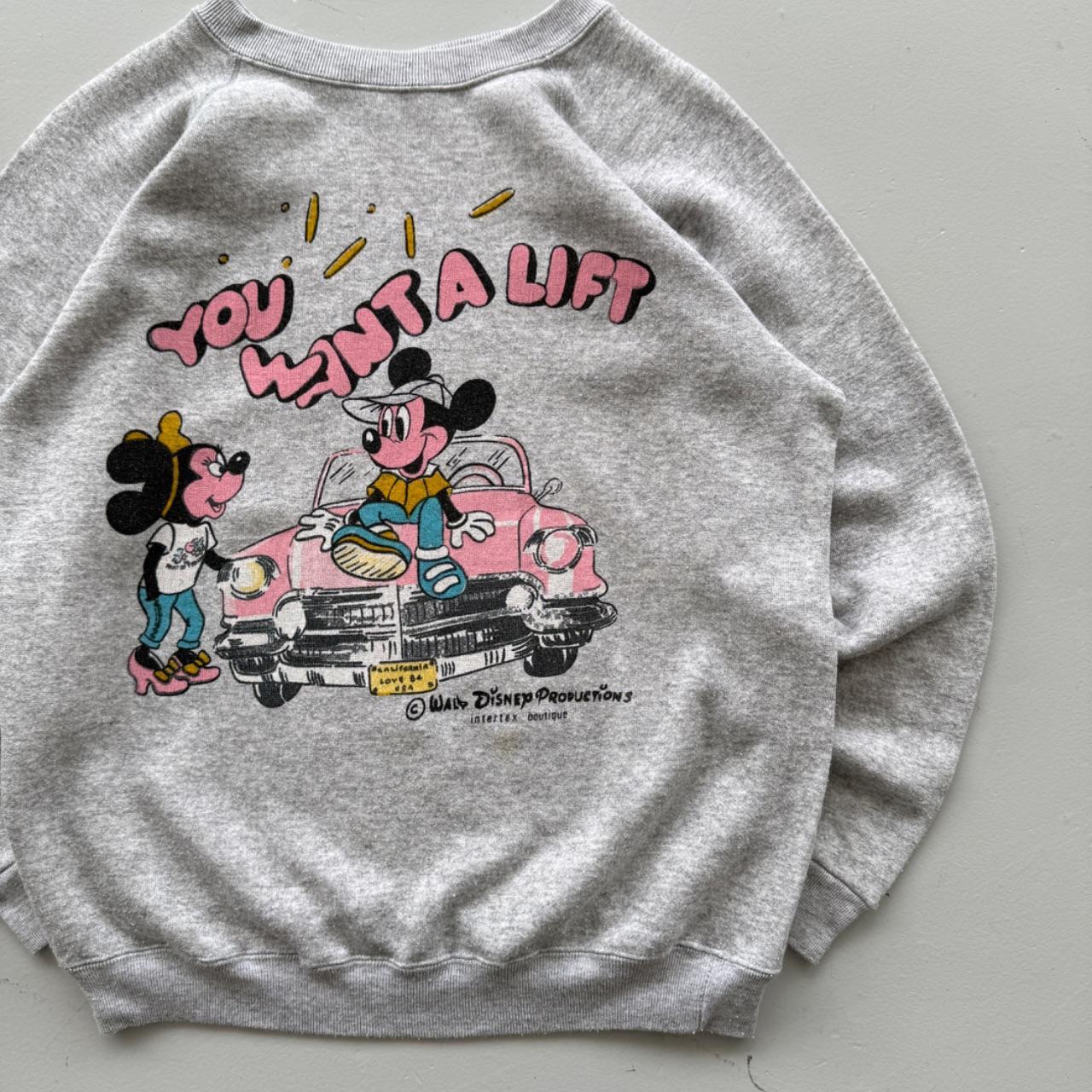 Grey Rare Mickey & Minnie Mouse 70’s Vintage Disney Graphic Sweatshirt - Small