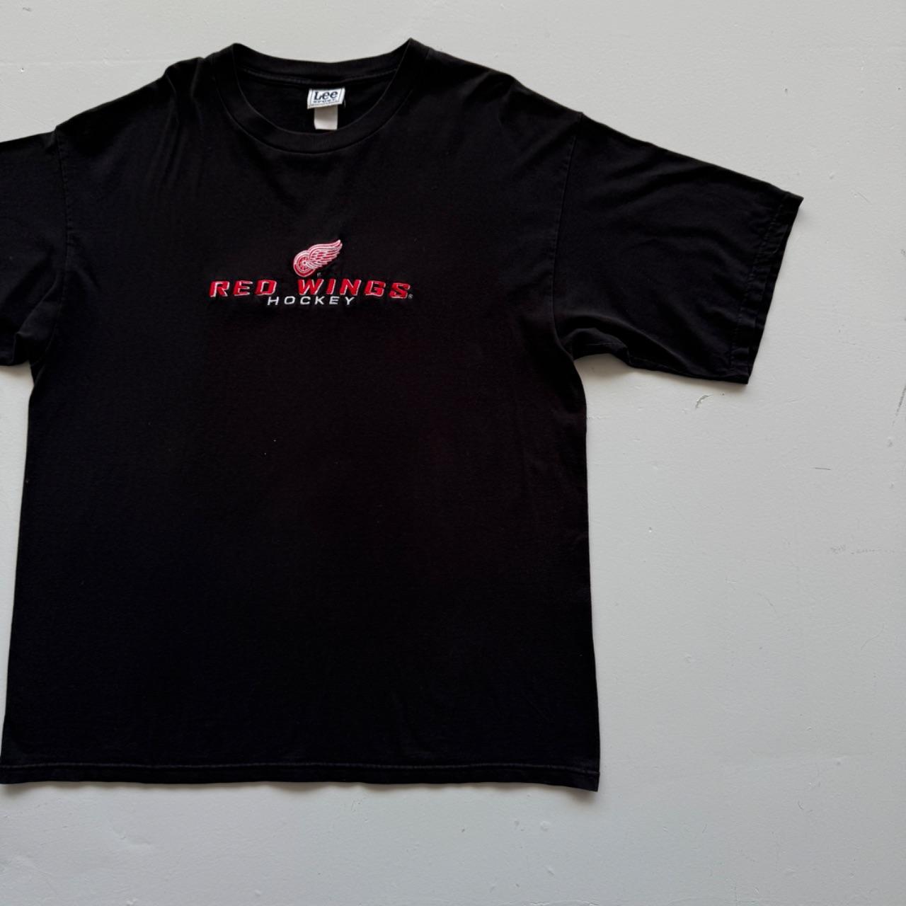 Black Red Wings Hockey 00s Vintage Graphic T-Shirt - XL