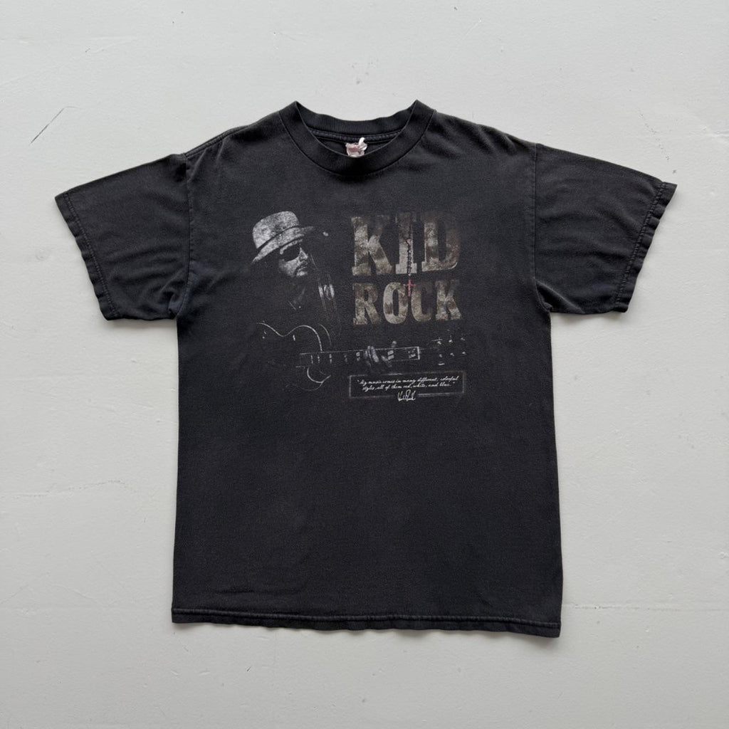 Faded Black Kid Rock 90s Vintage Graphic Band T-Shirt - Small