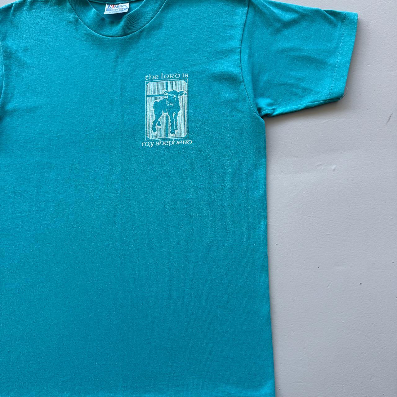 Aqua Blue The Lord Is My Shepard Religious Vintage 90s T-shirt - Small