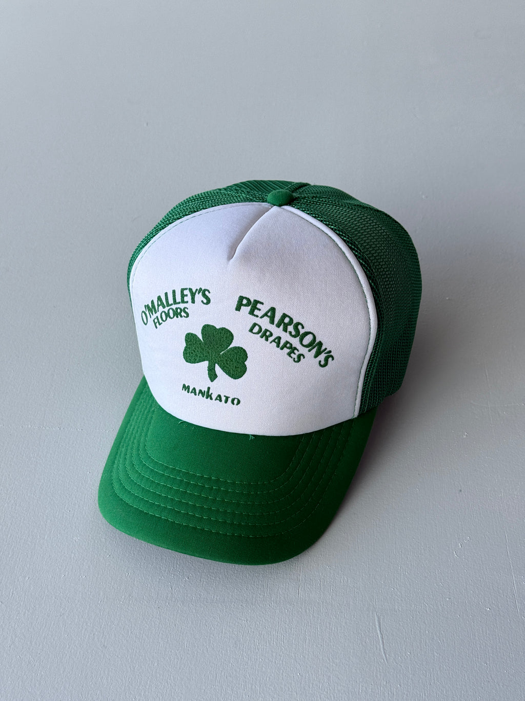 Green / White O'Malley's Irish Shamrock 80's Vintage Foam and Mesh SnapBack Truc